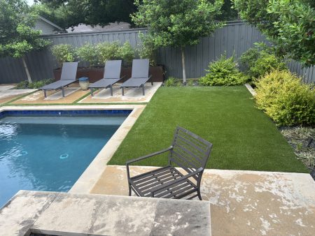 sunny day on turf in a backyard